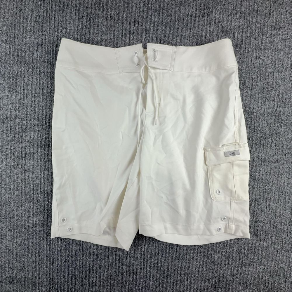 Jag Board Shorts Womens Medium White Swim Drawstring Cargo Pocket Polyester